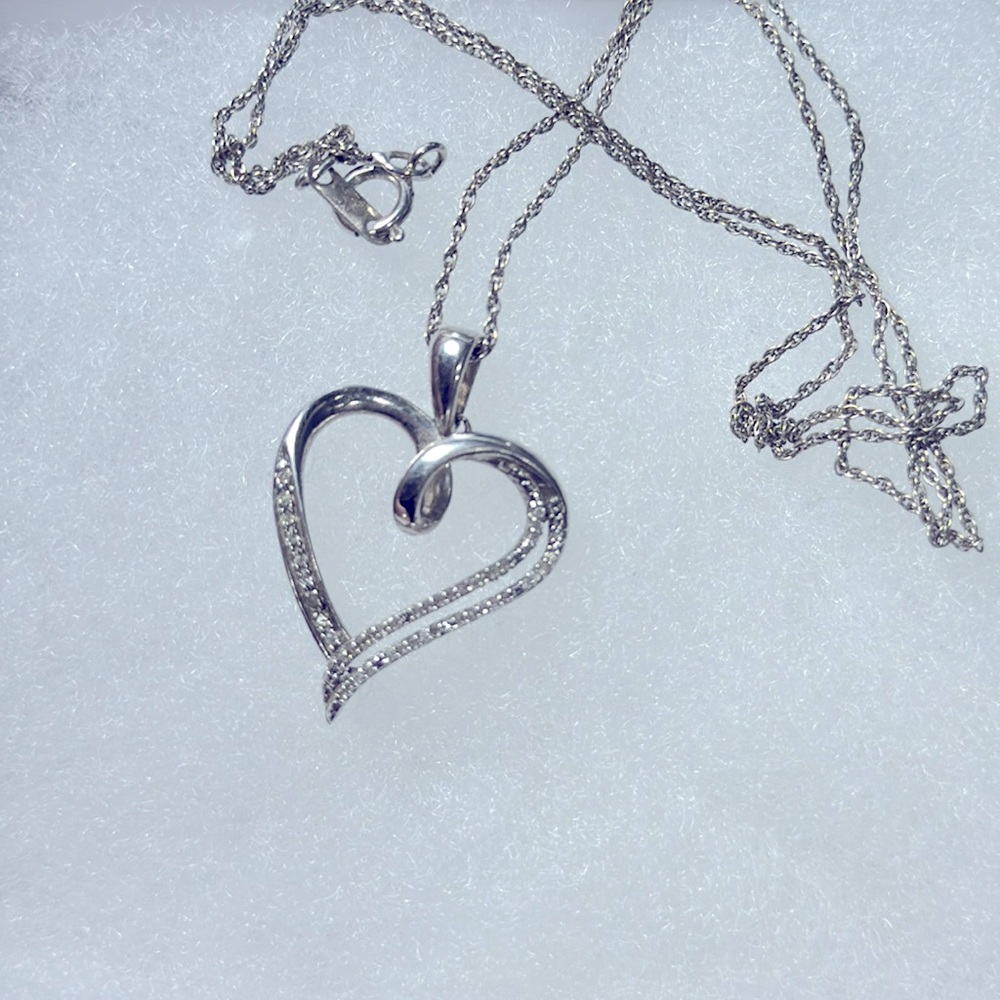 925 Sterling Silver JWBR Jane Seymour  Diamond  Open Heart Pendant